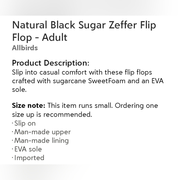Allbirds Unisex Flip Flops Black Sugar Zaffer - Picture 4 of 4